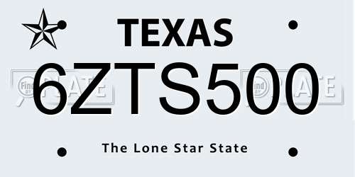 6ZTS500 Texas License Plate