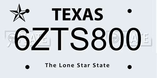 6ZTS800 Texas License Plate