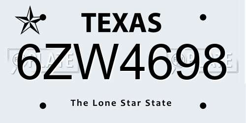 6ZW4698 Texas License Plate