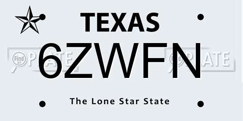 6ZWFN Texas License Plate
