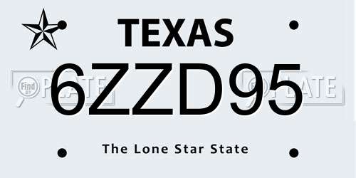 6ZZD95 Texas License Plate