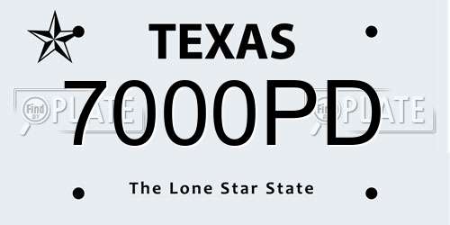 7000PD Texas License Plate