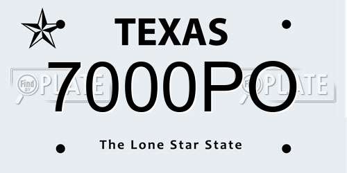 7000PO Texas License Plate