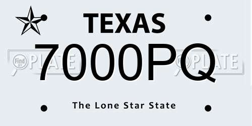 7000PQ Texas License Plate
