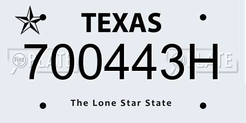700443H Texas License Plate
