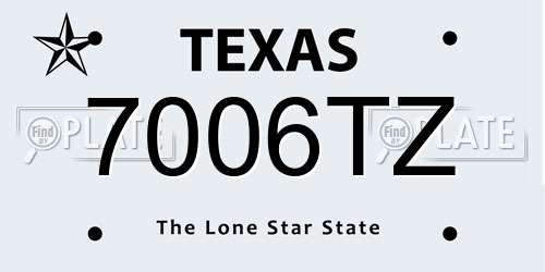 7006TZ Texas License Plate