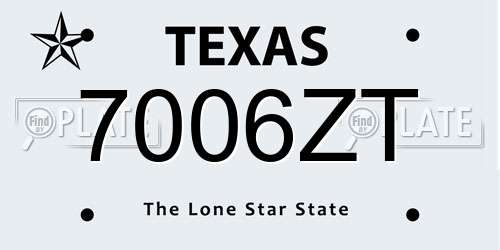 7006ZT Texas License Plate