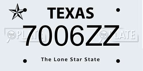 7006ZZ Texas License Plate