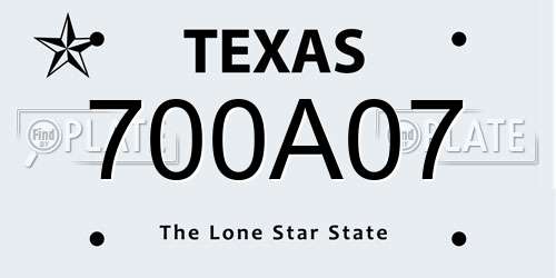 700A07 Texas License Plate