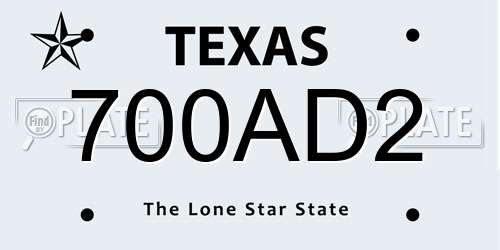 700AD2 Texas License Plate