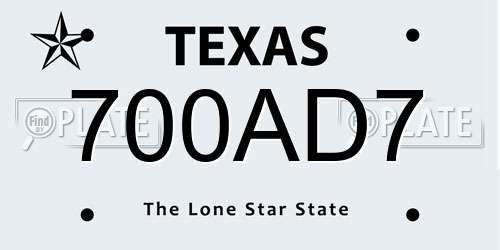 700AD7 Texas License Plate