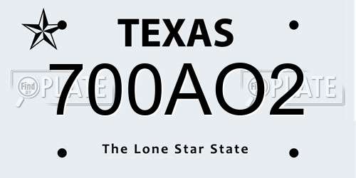 700AO2 Texas License Plate