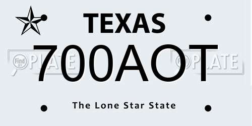 700AOT Texas License Plate