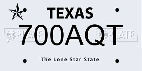 700AQT Texas License Plate