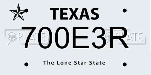 700E3R Texas License Plate