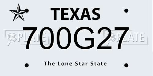 700G27 Texas License Plate