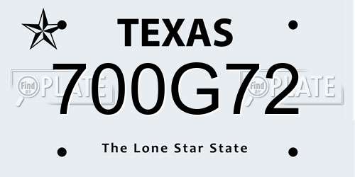 700G72 Texas License Plate