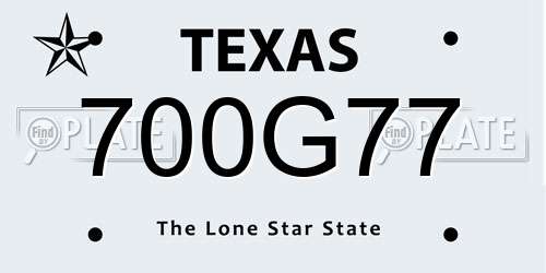 700G77 Texas License Plate