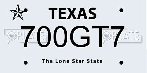 700GT7 Texas License Plate