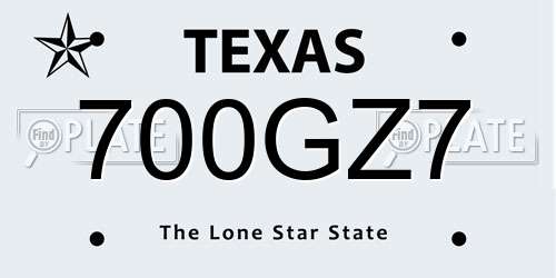 700GZ7 Texas License Plate