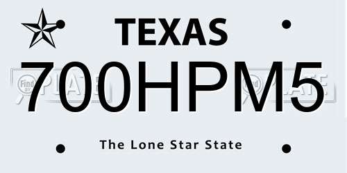 700HPM5 Texas License Plate