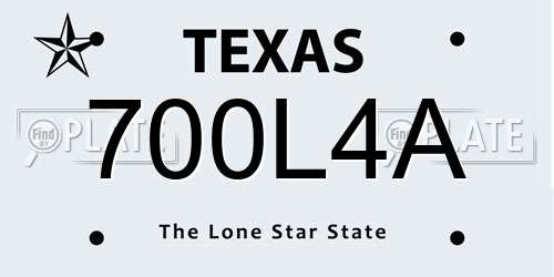 700L4A Texas License Plate