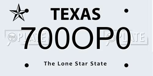 700OP0 Texas License Plate