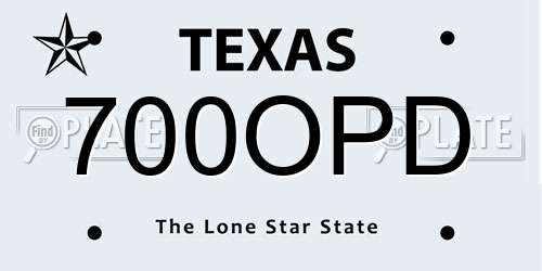 700OPD Texas License Plate