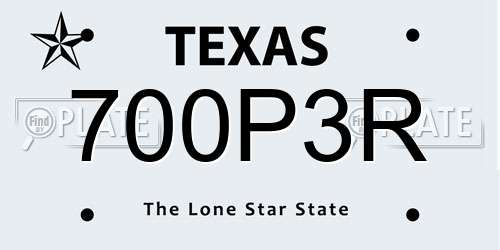 700P3R Texas License Plate