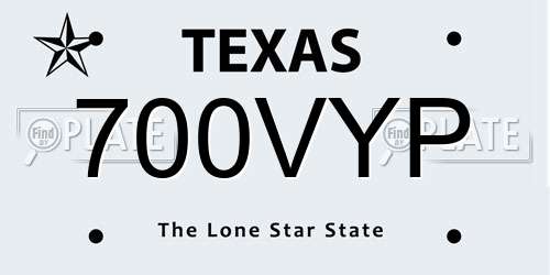 700VYP Texas License Plate