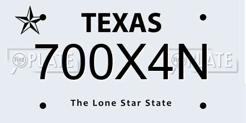 700X4N Texas License Plate