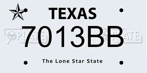 7013BB Texas License Plate
