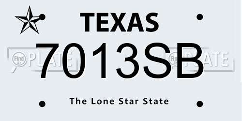 7013SB Texas License Plate