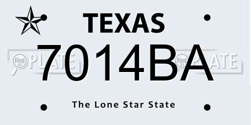 7014BA Texas License Plate
