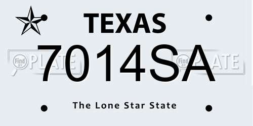 7014SA Texas License Plate