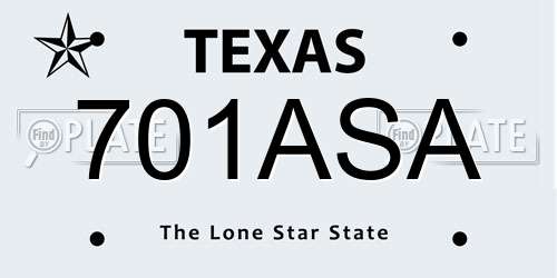 701ASA Texas License Plate