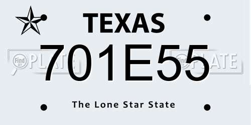 701E55 Texas License Plate
