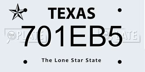 701EB5 Texas License Plate