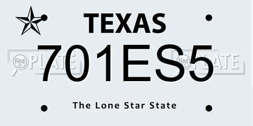 701ES5 Texas License Plate