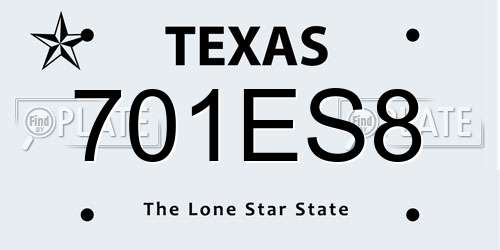 701ES8 Texas License Plate