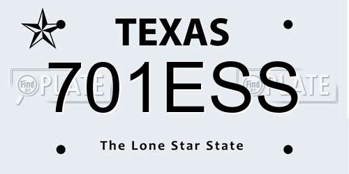 701ESS Texas License Plate