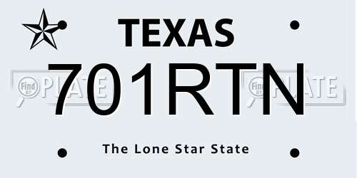 701RTN Texas License Plate