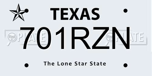 701RZN Texas License Plate