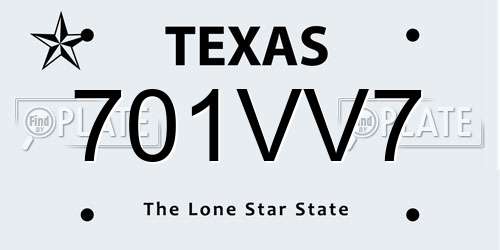 701VV7 Texas License Plate