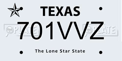 701VVZ Texas License Plate