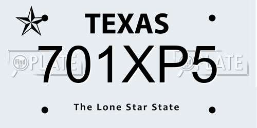 701XP5 Texas License Plate
