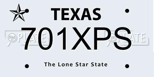 701XPS Texas License Plate