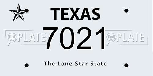 7021 Texas License Plate