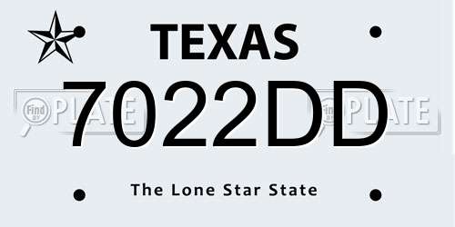 7022DD Texas License Plate