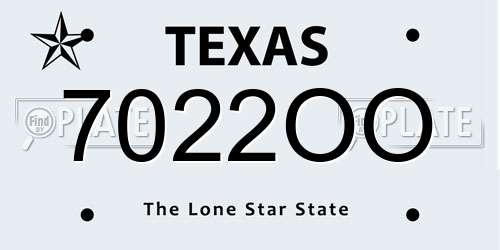 7022OO Texas License Plate